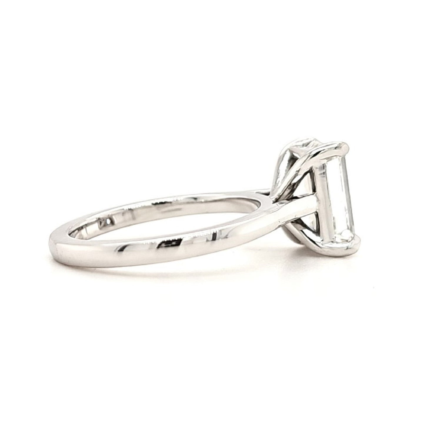 Liberty – " 4ct " Emerald Cut Solitaire in 18k Gold 4 Claw Plain Band (Ready) - Prime & Pure