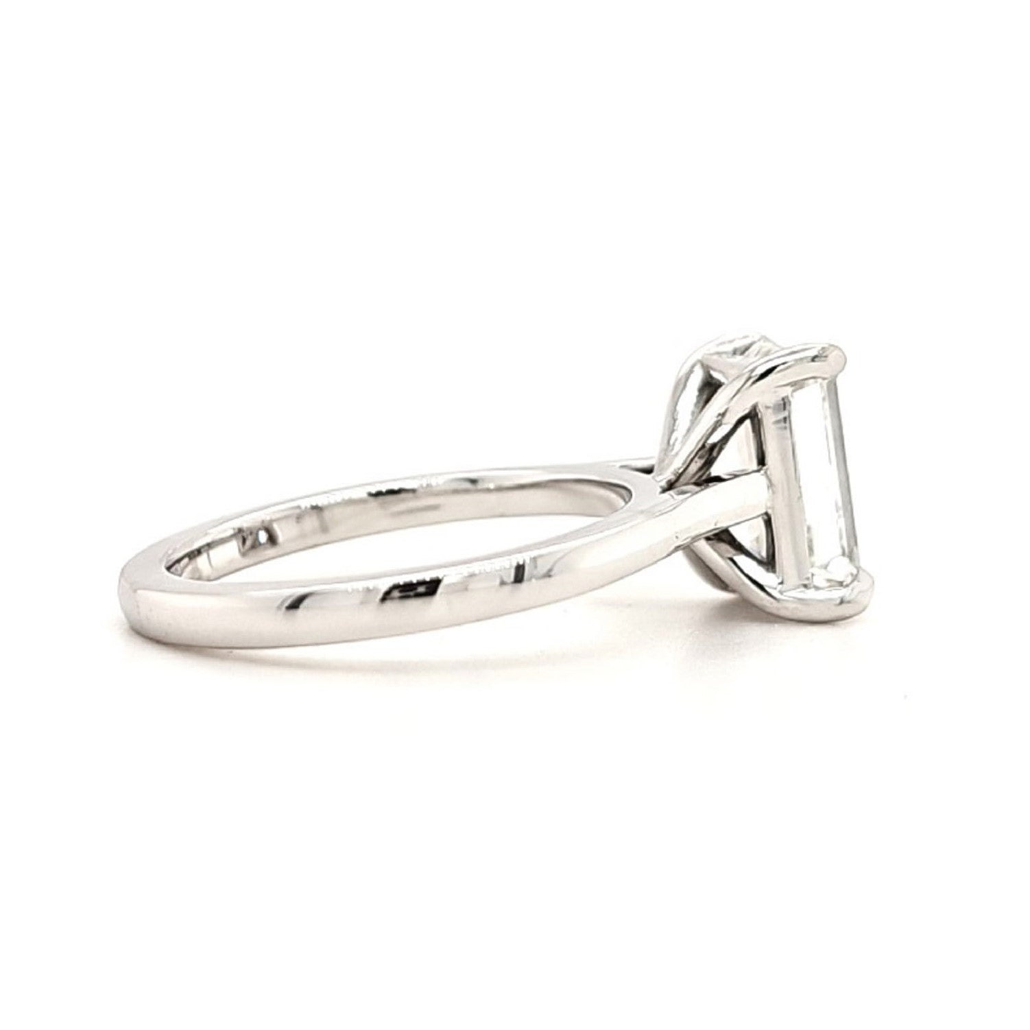Liberty – " 4ct " Emerald Cut Solitaire in 18k Gold 4 Claw Plain Band (Ready) - Prime & Pure