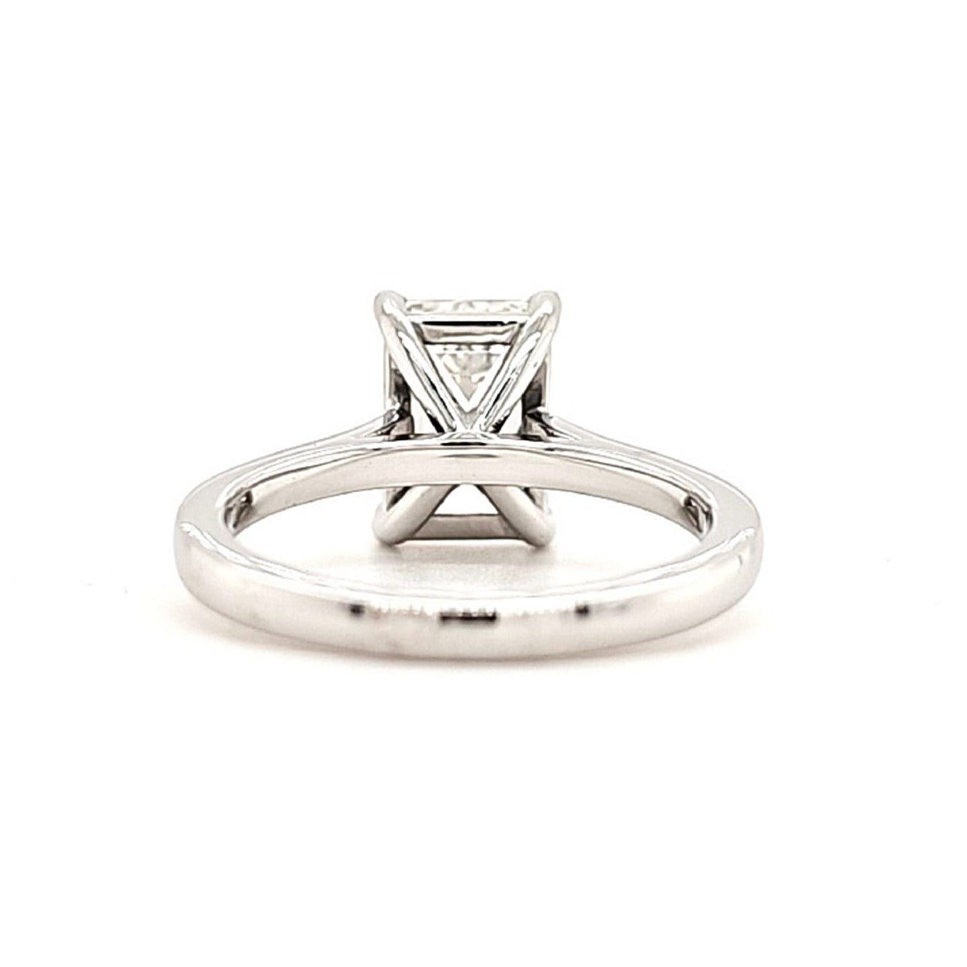 Liberty – " 4ct " Emerald Cut Solitaire in 18k Gold 4 Claw Plain Band (Ready) - Prime & Pure