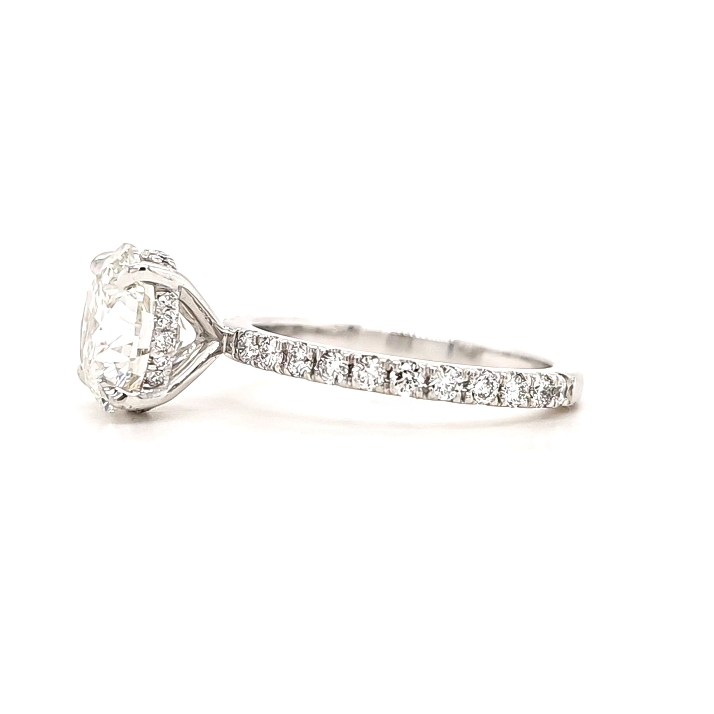 Sasha – " 4ct " Round Solitaire in 18k Gold with Hidden Halo and Pavé (Ready) - Prime & Pure