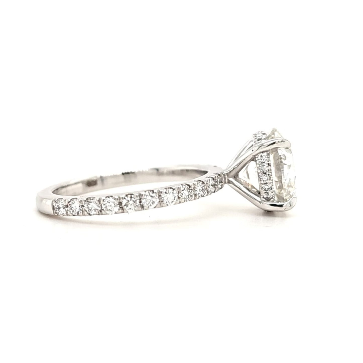 Sasha – " 4ct " Round Solitaire in 18k Gold with Hidden Halo and Pavé (Ready) - Prime & Pure