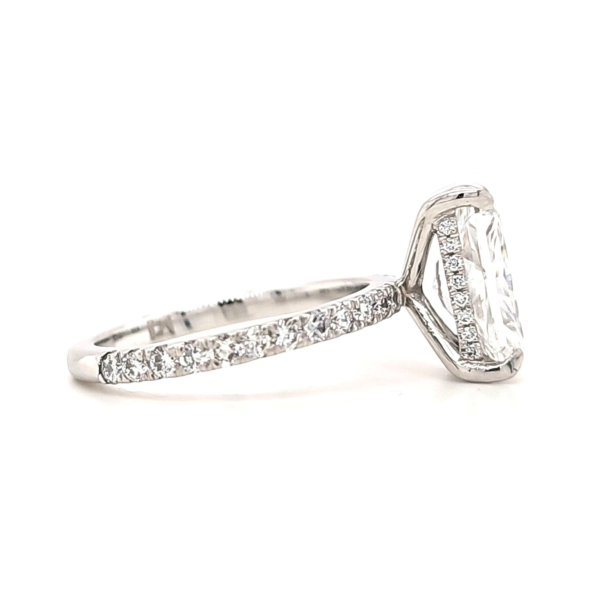 Liliana – " 3ct " Radiant Solitaire in 18k with Hidden Halo and Pavé Band (Ready) - Prime & Pure