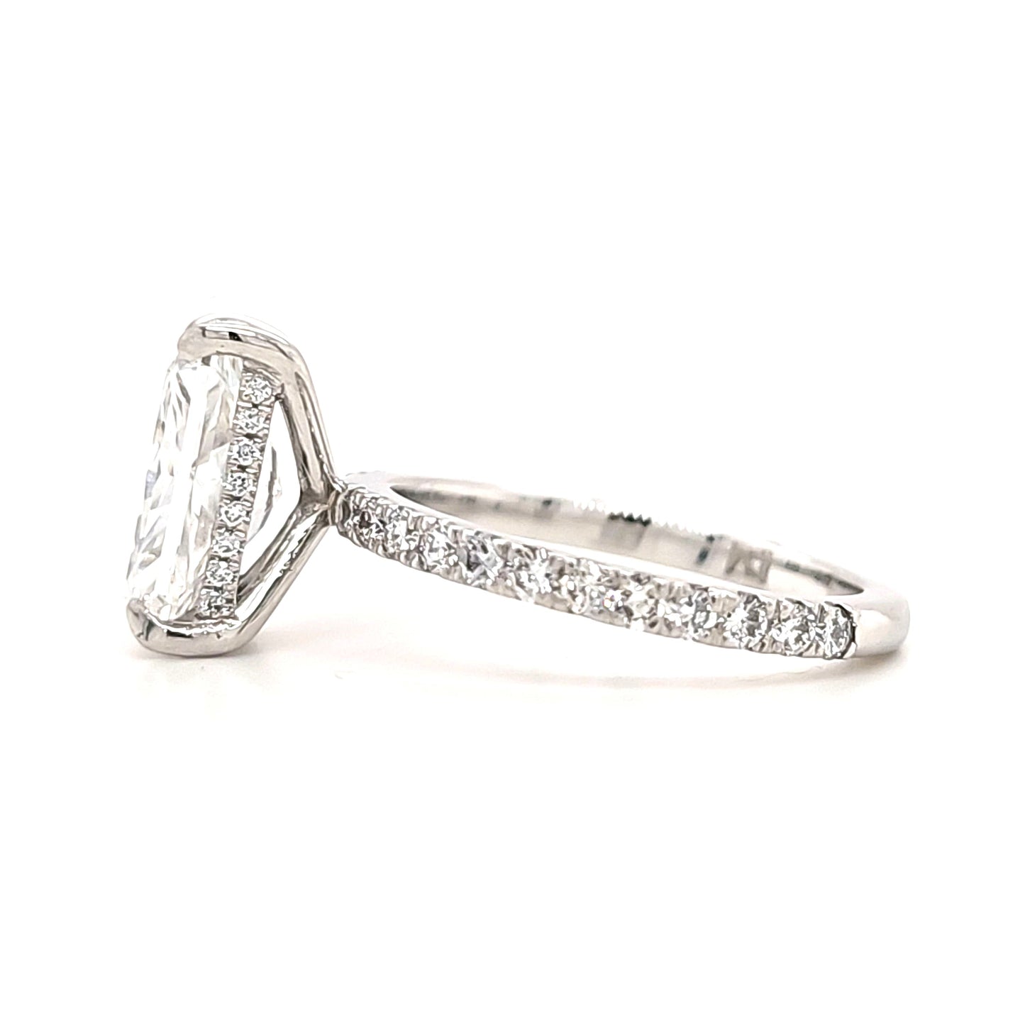 Liliana – " 3ct " Radiant Solitaire in 18k with Hidden Halo and Pavé Band (Ready) - Prime & Pure