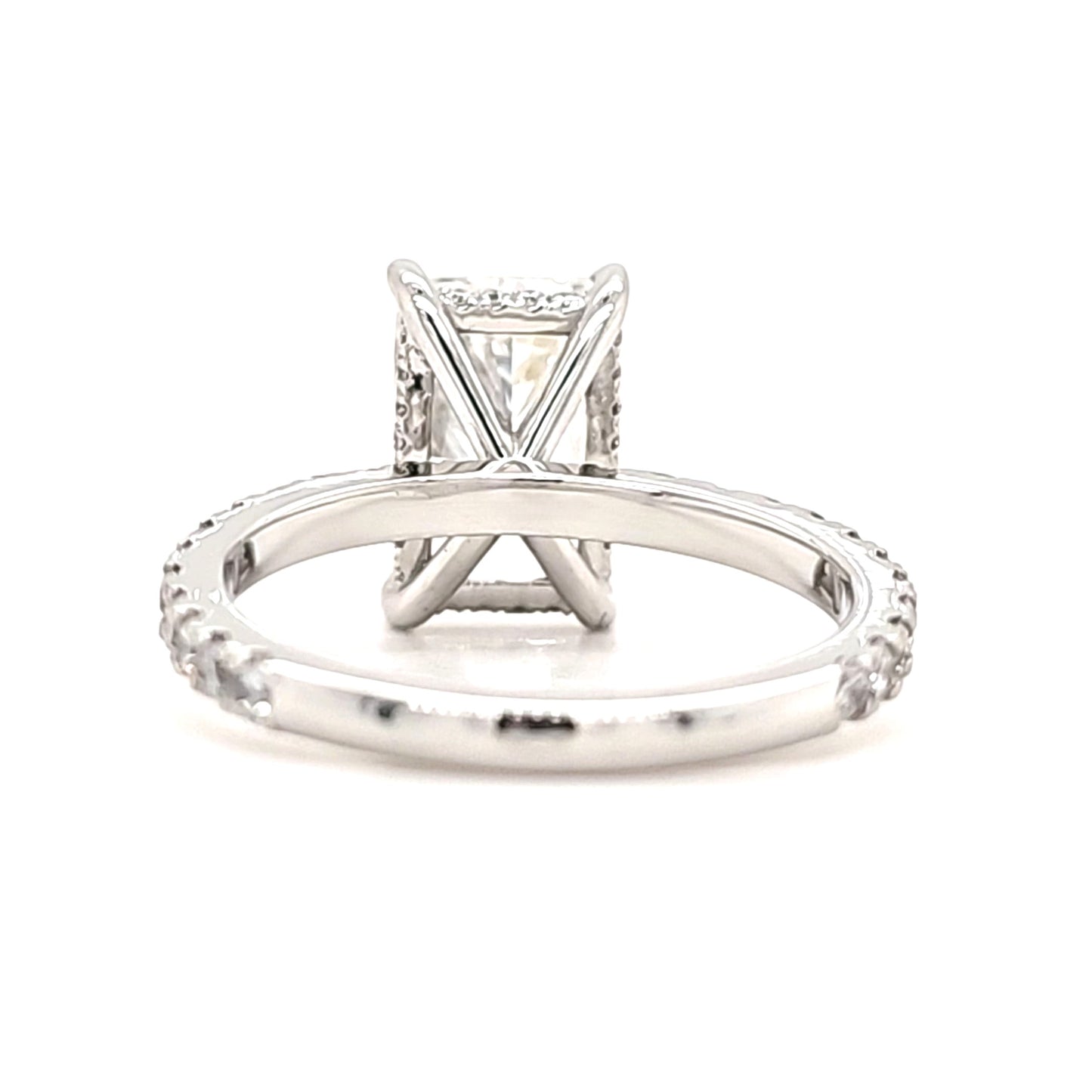 Liliana – " 3ct " Radiant Solitaire in 18k with Hidden Halo and Pavé Band (Ready) - Prime & Pure