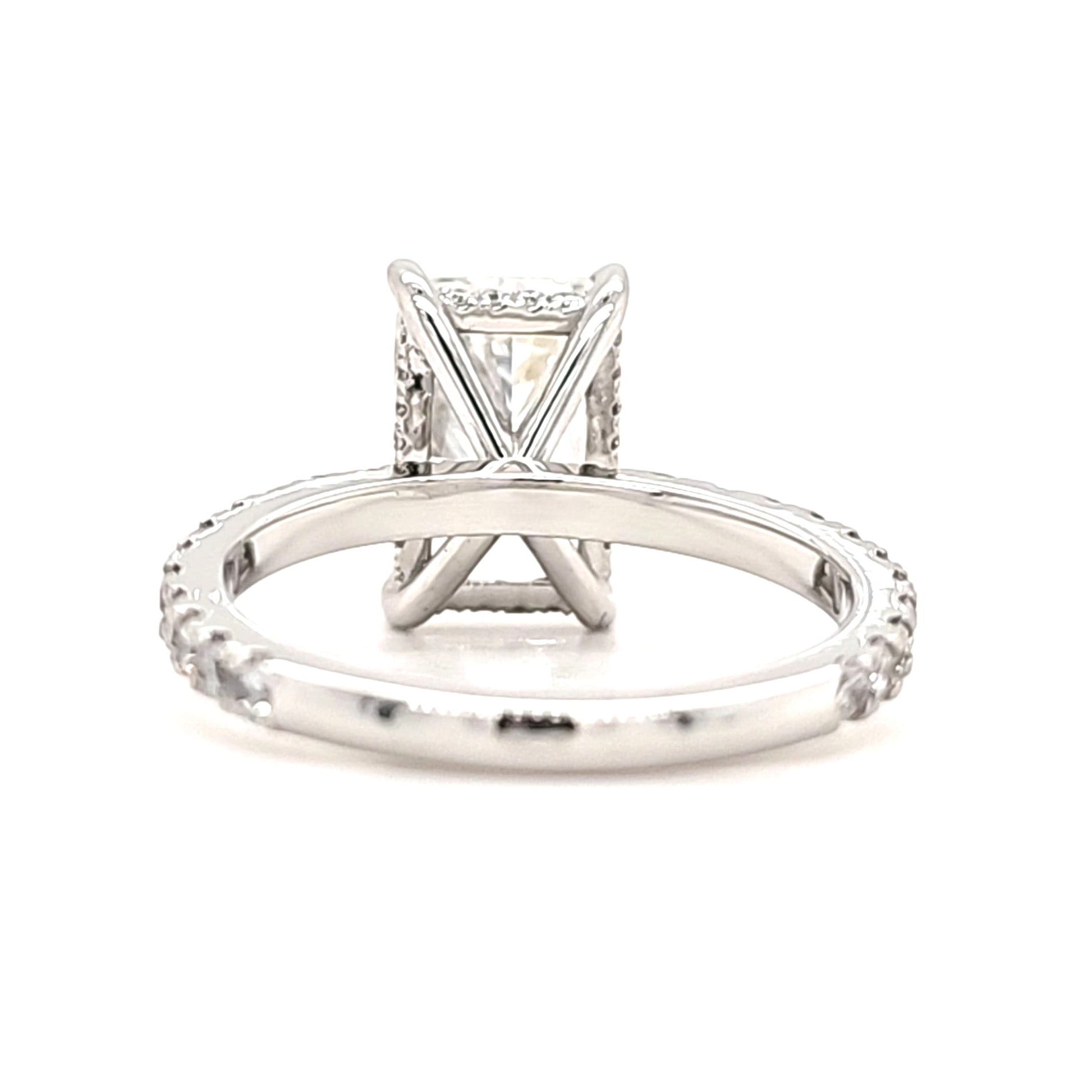 Liliana – " 3ct " Radiant Solitaire in 18k with Hidden Halo and Pavé Band (Ready) - Prime & Pure