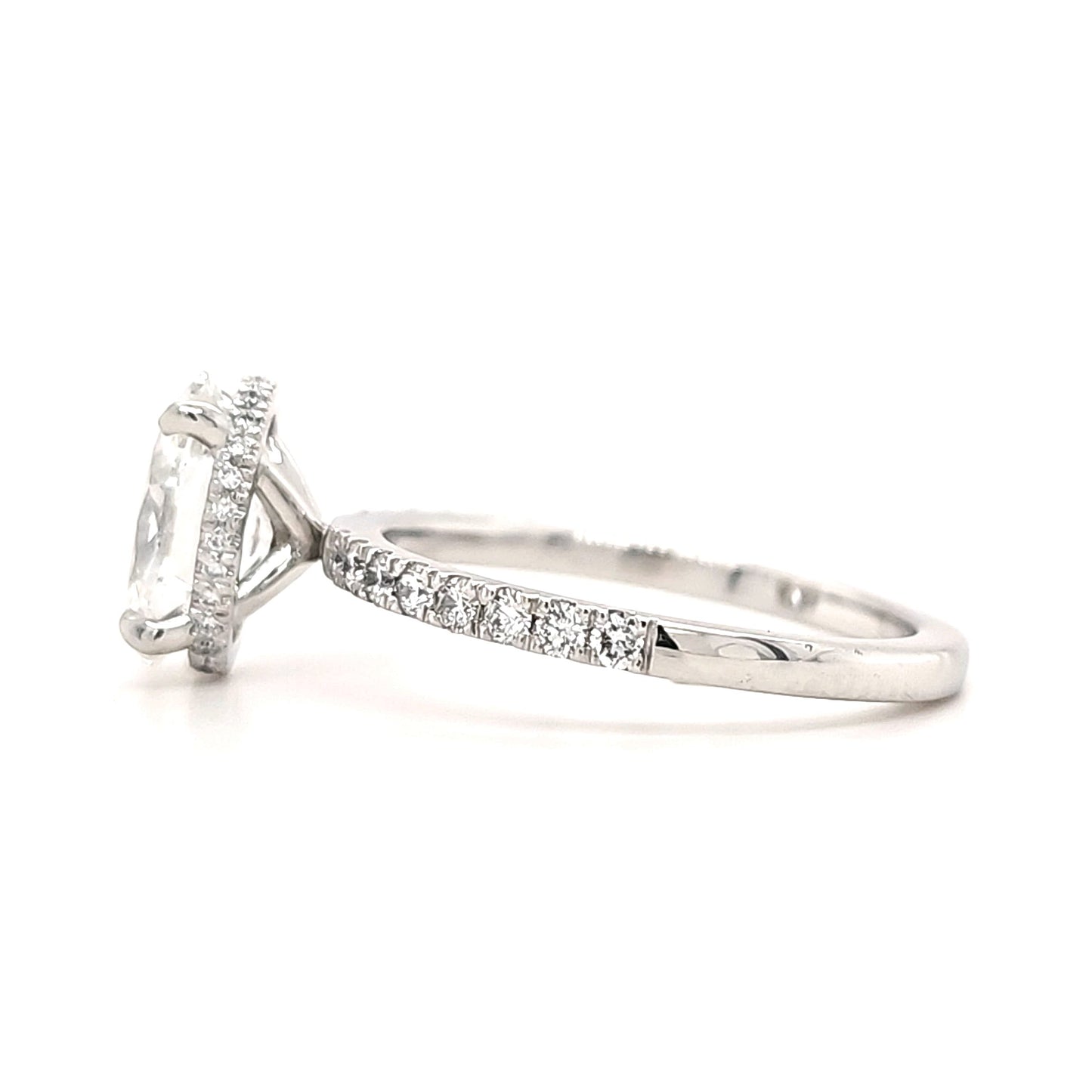 Hailey – " 2.5ct " Oval Solitaire in 18k with Hidden Halo and Pavé (Ready) - Prime & Pure