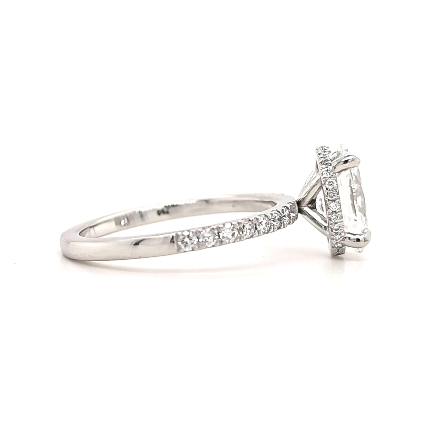 Hailey – " 2.5ct " Oval Solitaire in 18k with Hidden Halo and Pavé (Ready) - Prime & Pure
