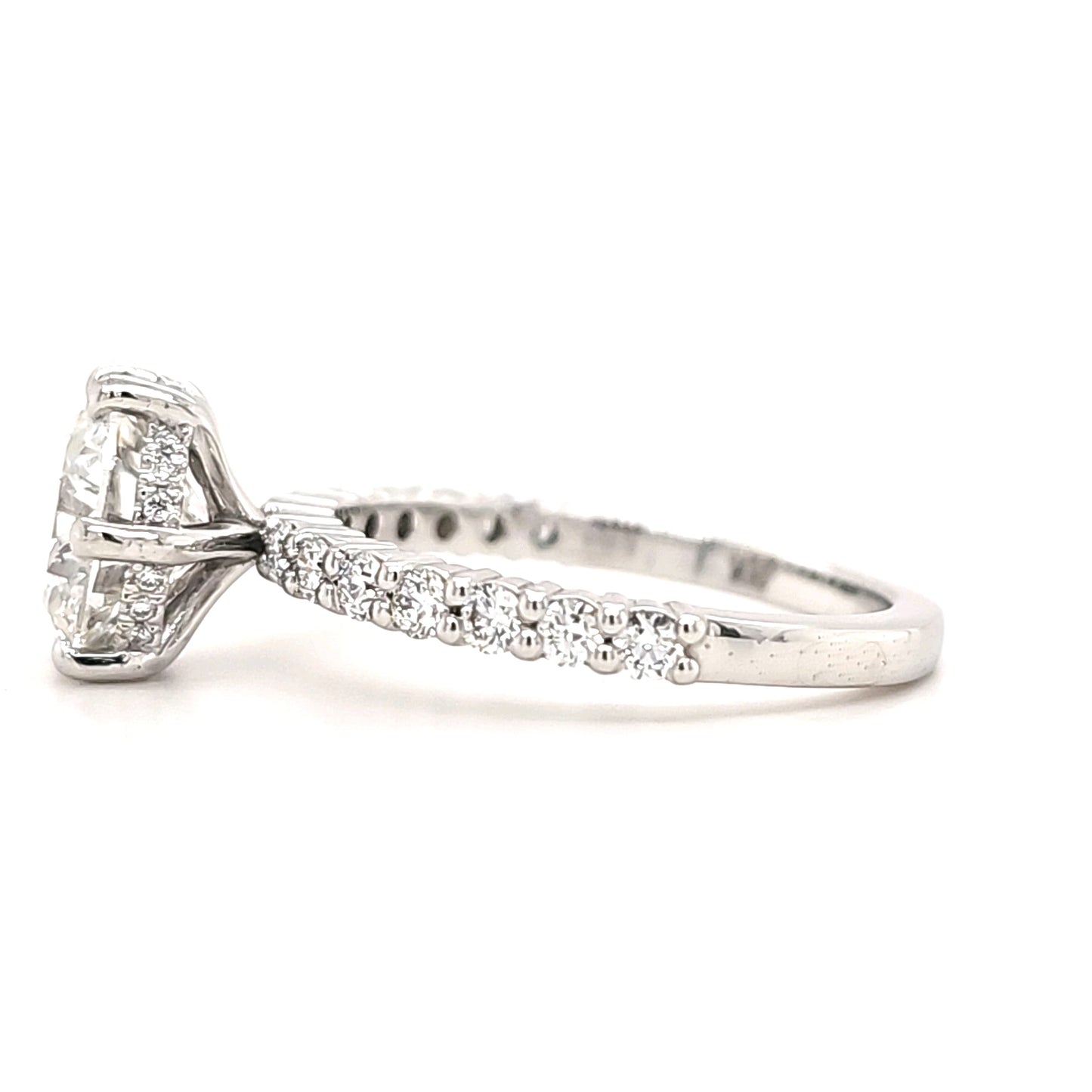 Riley – " 3.5ct " Round Solitaire in 18k Gold with Hidden Halo and Pavé Band (Ready) - Prime & Pure