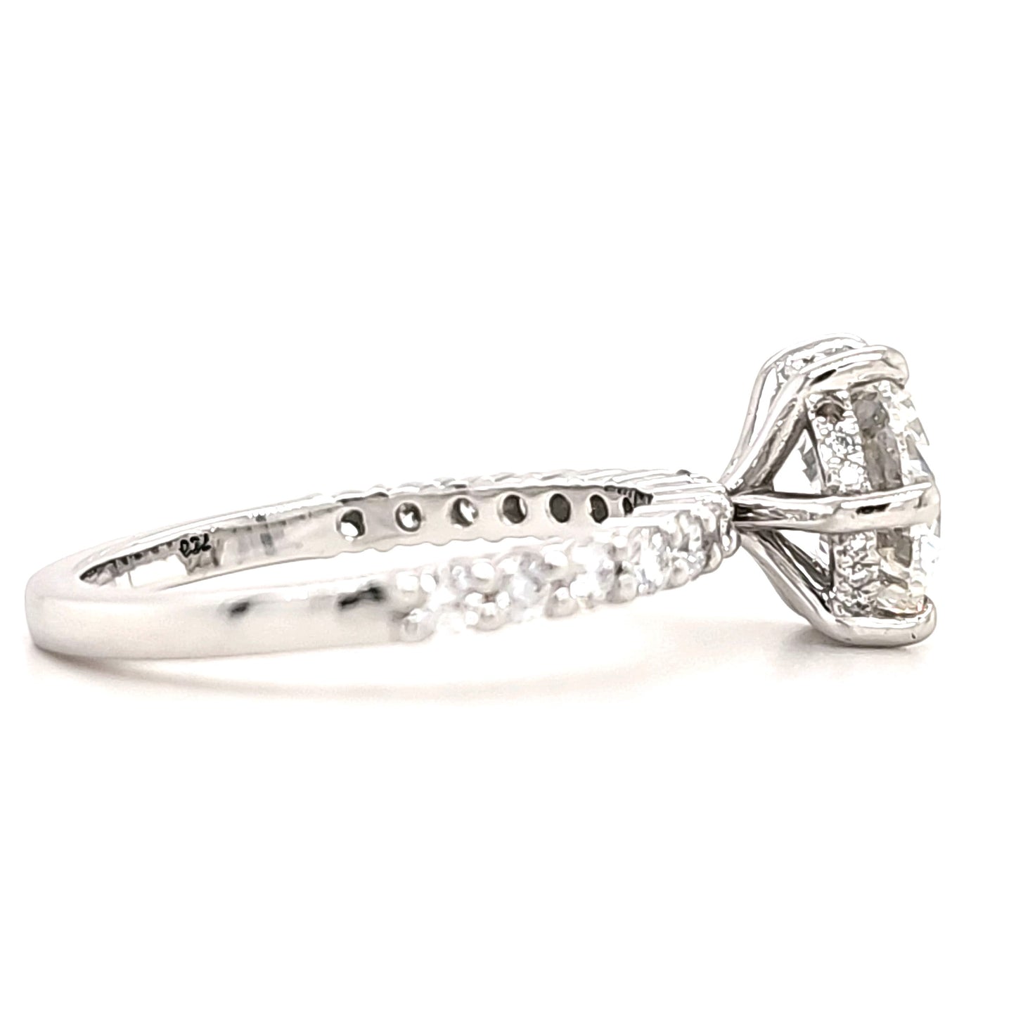 Riley – " 3.5ct " Round Solitaire in 18k Gold with Hidden Halo and Pavé Band (Ready) - Prime & Pure