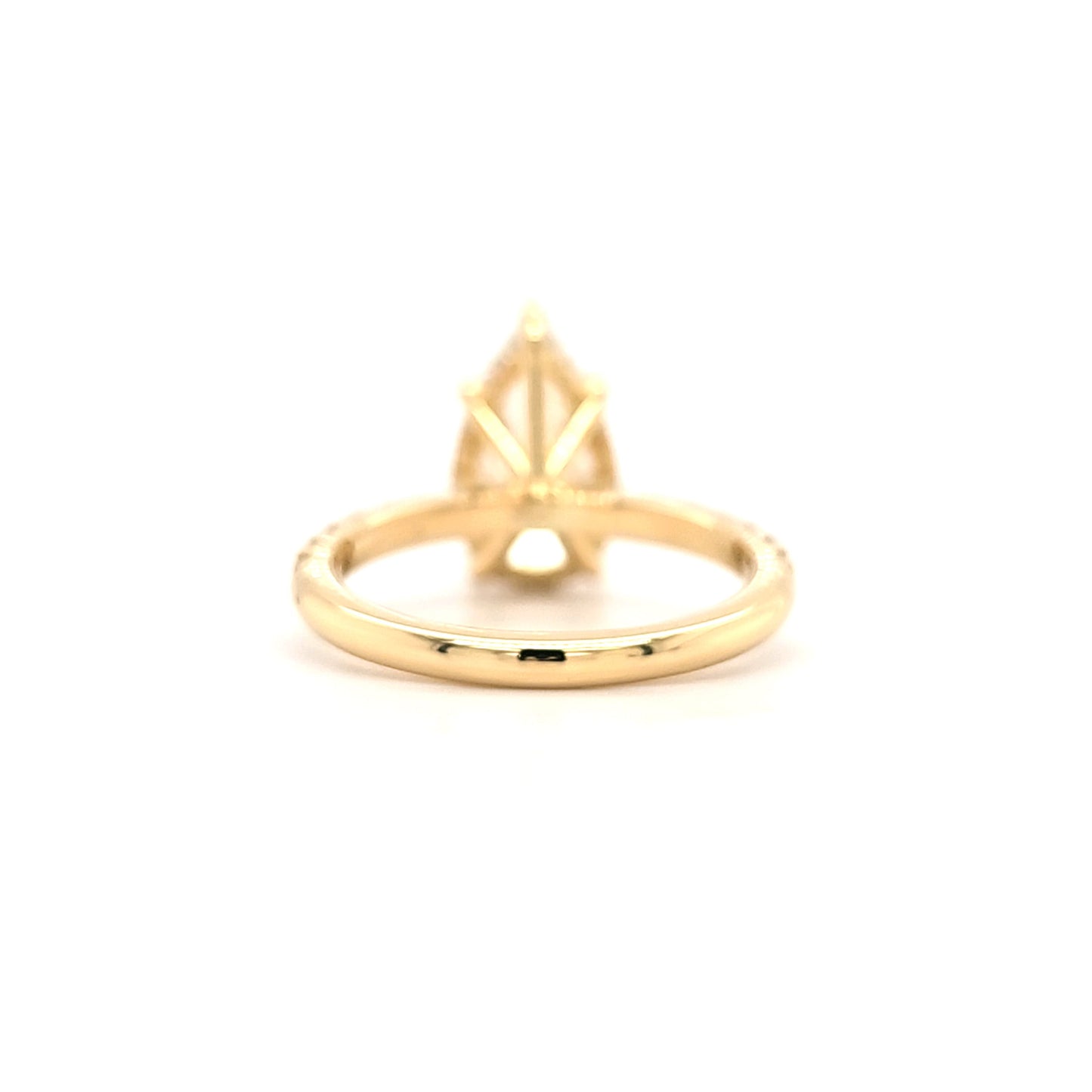 Betsy – " 3ct " Pear Solitaire in 18k with 5 claw Setting Pave band & Hidden Halo (Ready) - Prime & Pure