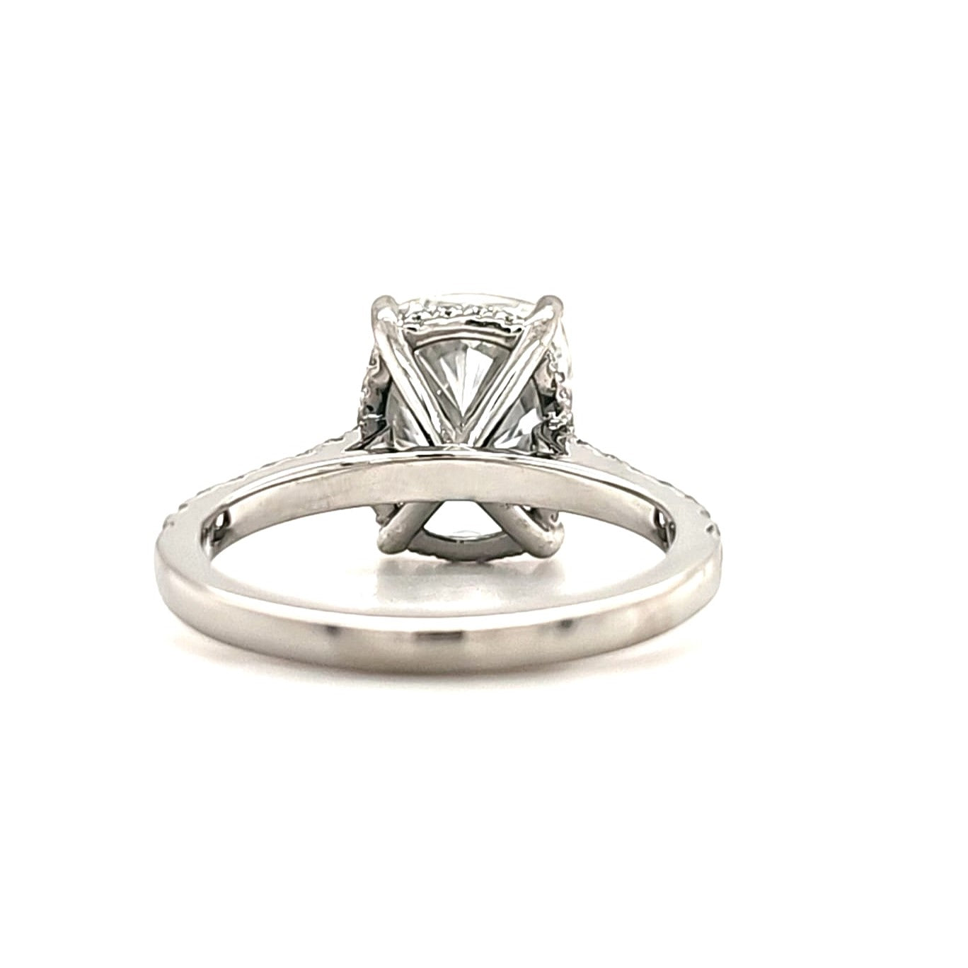 Meghan – " 3ct " Cushion Solitaire in 18k with Hidden Halo and Pavé (Ready) - Prime & Pure