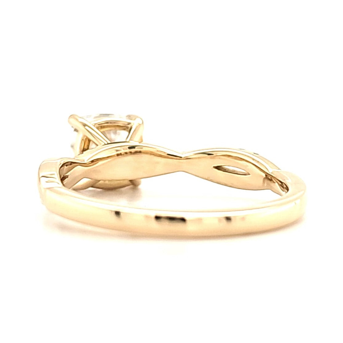 Ainsley – " 1.5ct " Cushion Solitaire in 18K Gold with Twisted Band Half Pave (Ready) - Prime & Pure