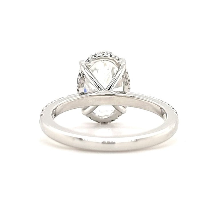 Maia – " 3ct " Oval Solitaire in 18k Gold with Hidden Halo and Pavé Band (Ready) - Prime & Pure