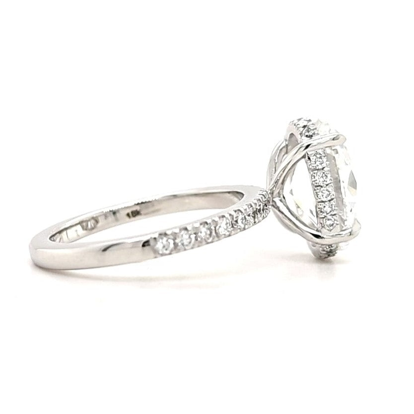 Maia – " 3ct " Oval Solitaire in 18k Gold with Hidden Halo and Pavé Band (Ready) - Prime & Pure