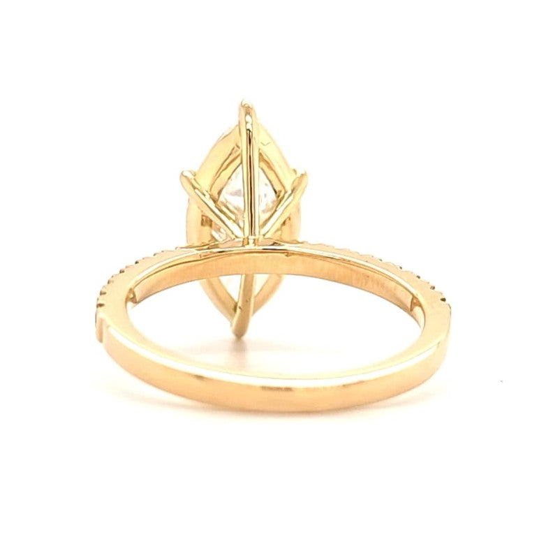 Eliza – " 3ct " Marquise Solitaire in 18k Gold with 6 Claw set and Pavé Band (Ready) - Prime & Pure