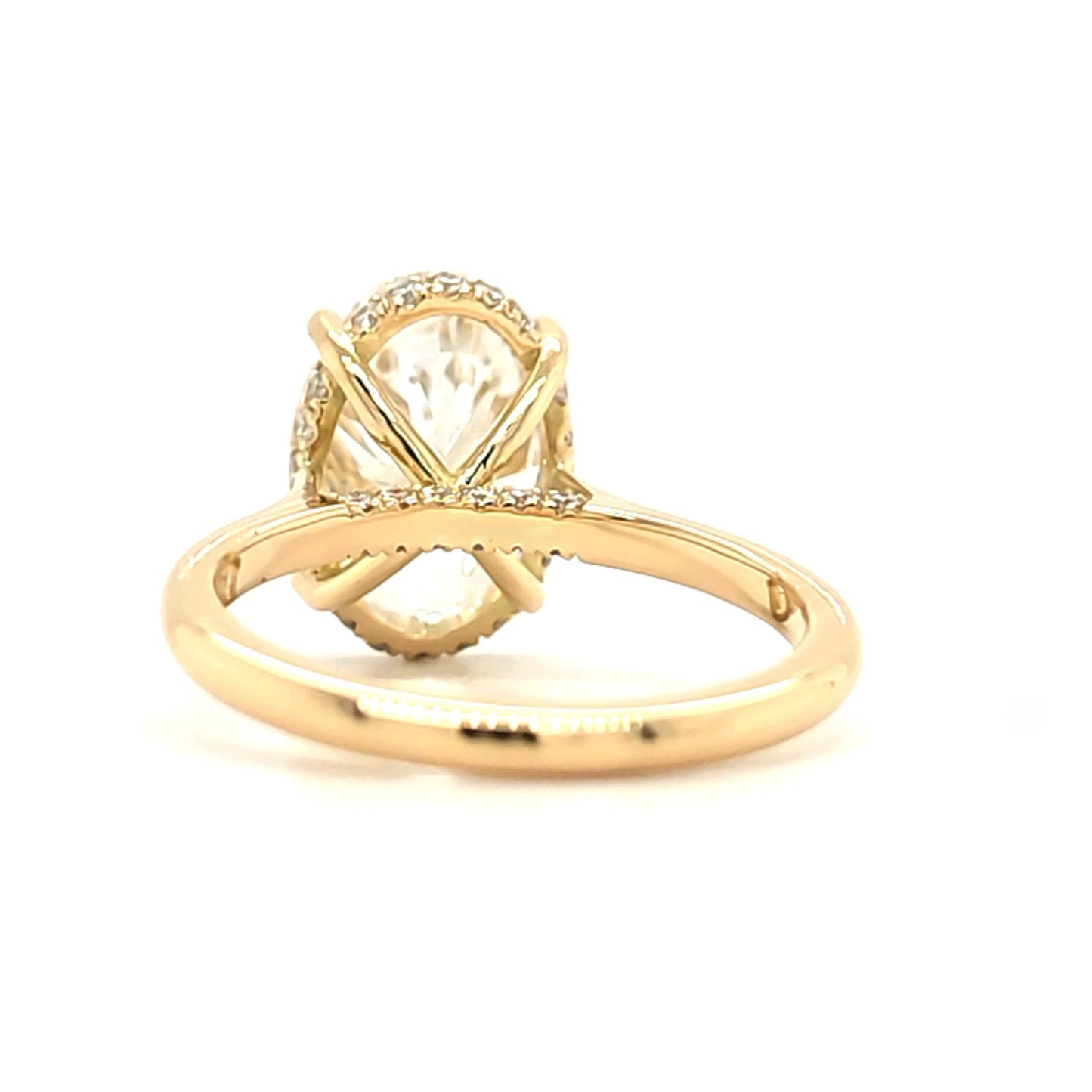 Olivie –" 4ct " Oval Solitaire with Hidden Halo and Plain Band and Bridge Accent(Ready)