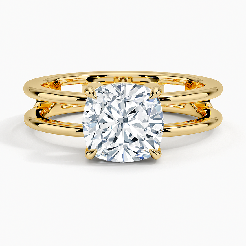 Cushion Cut Diamond Double Band Solitaire Ring - Prime & Pure