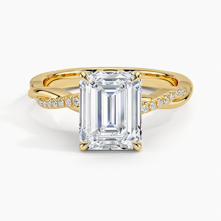 Emerald Cut Diamond Twisted Pave Band Ring - Prime & Pure
