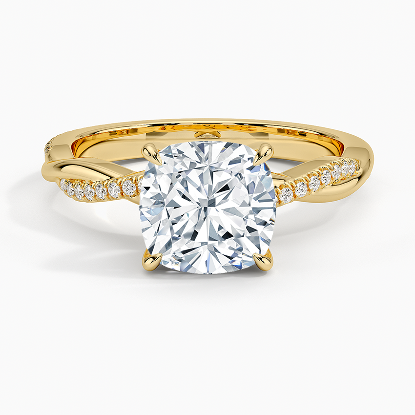 Cushion Cut Diamond Twisted Pave Band Ring - Prime & Pure