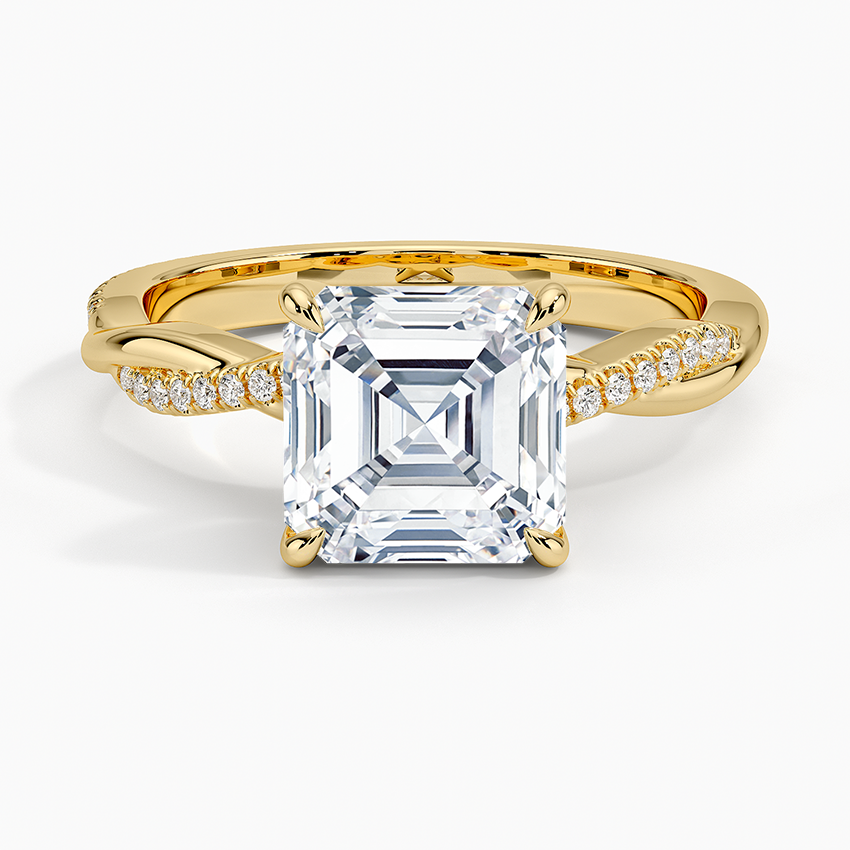 Asscher Cut Diamond Twisted Pave Band Ring - Prime & Pure