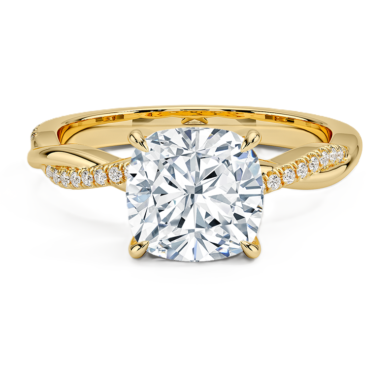 Cushion Cut Diamond Twisted Pave Band Ring - Prime & Pure