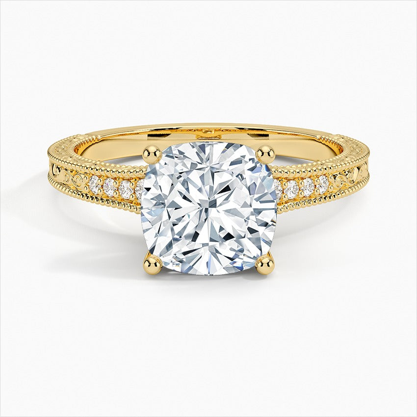Classy Engraved Diamond Ring Cushion Top - Prime & Pure