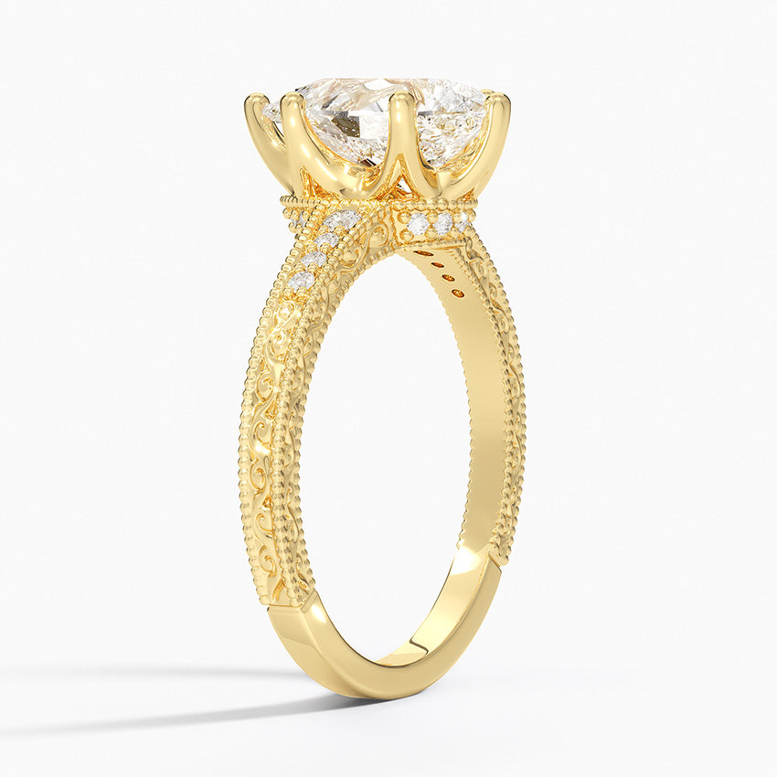 Classy Engraved Diamond Ring Pear Top - Prime & Pure