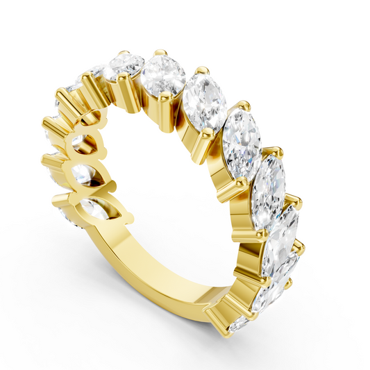Clara - Diagonal Marquise Diamond Wedding Ring