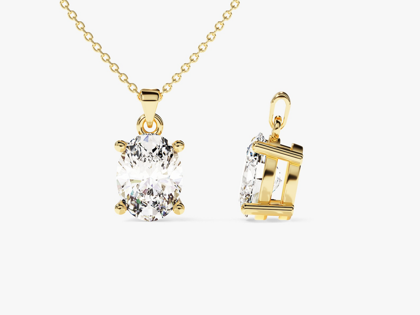 Oval cut Diamond Solitaire Pendant - Prime & Pure