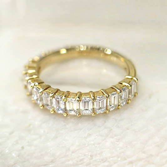 Alexandra - Emerald Basket Set Half Eternity Ring - Prime & Pure