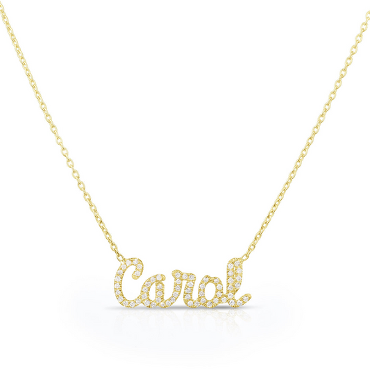 9k 黄金和钻石姓名项链