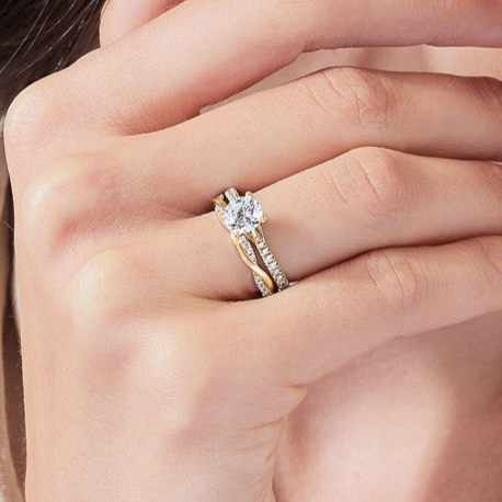 Twisted Wedding Ring with Pave Diamonds half way - Prime & Pure