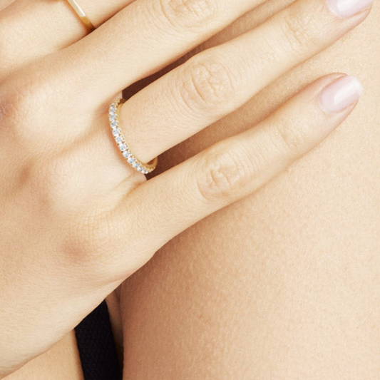 Timeless Diamond Halfway Pavé Wedding Ring - Prime & Pure