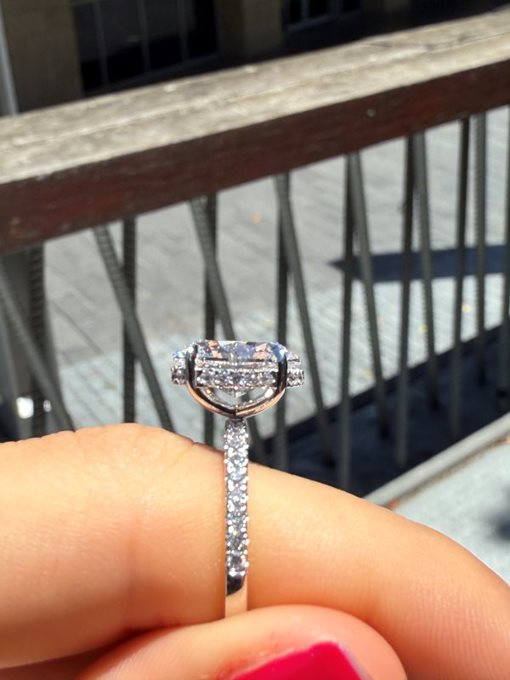 Maia – " 3ct " Oval Solitaire in 18k Gold with Hidden Halo and Pavé Band (Ready) - Prime & Pure