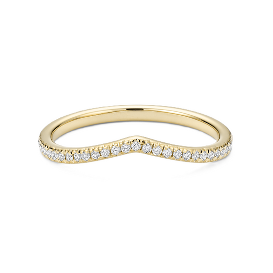 V-Curved Wedding Ring with Diamond Pavé - Prime & Pure