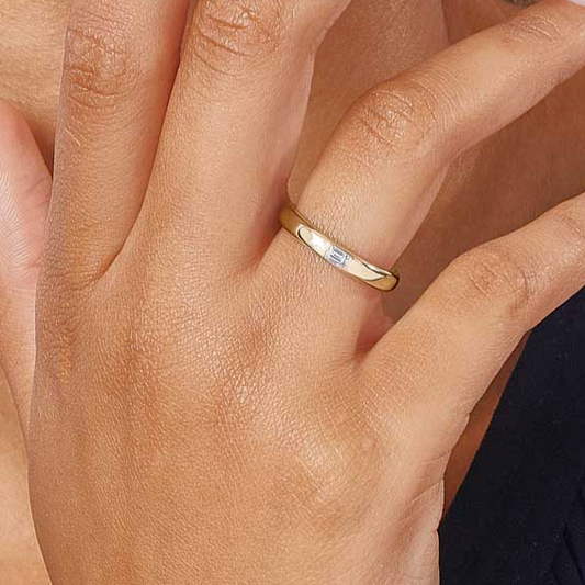 Wedding Ring with a Baguette Diamond - Prime & Pure