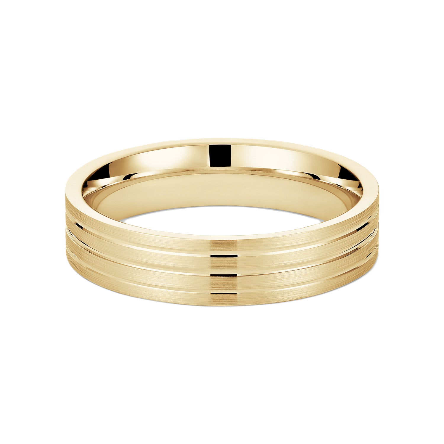 Alina - Three Line Brushed Wedding Band - Prime & Pure
