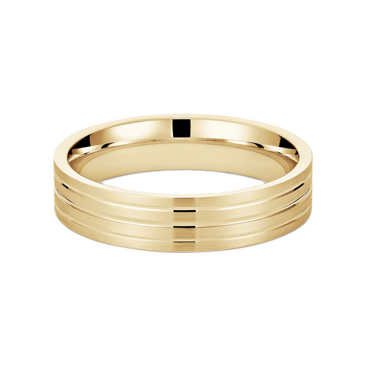 Alina - Three Line Brushed Wedding Band - Prime & Pure