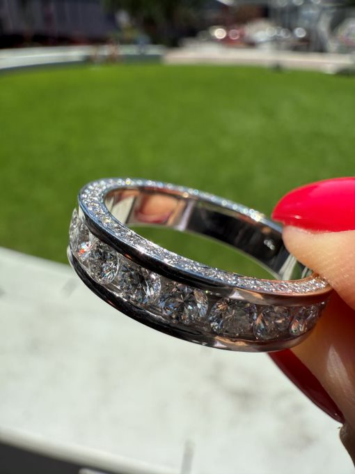 Skylar - Round Diamond Channel Set with pave sides - Prime & Pure