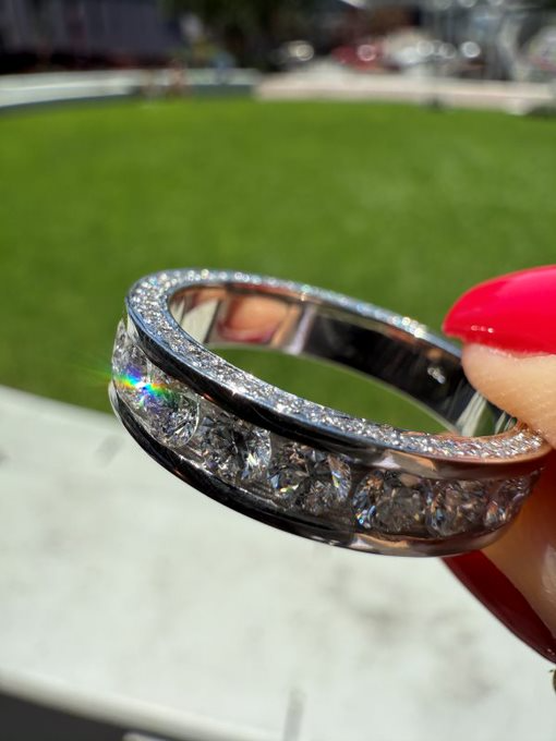 Skylar - Round Diamond Channel Set with pave sides - Prime & Pure
