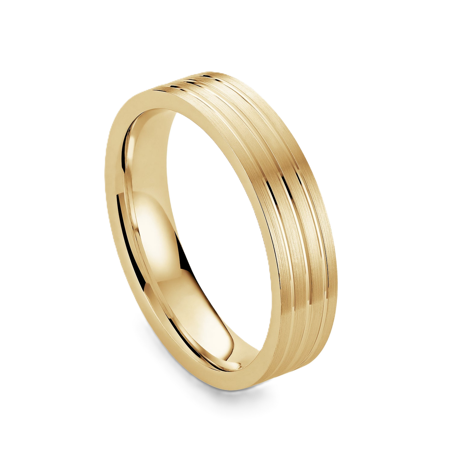Alina - Three Line Brushed Wedding Band - Prime & Pure
