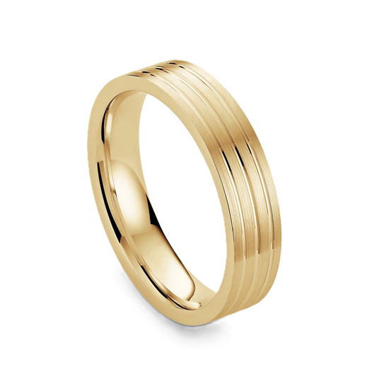 Alina - Three Line Brushed Wedding Band - Prime & Pure