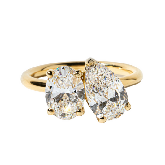 Tima – Toi et Moi Ring Pear cut 1.5ct and Oval cut 0.75ct Engagement Ring - Prime & Pure