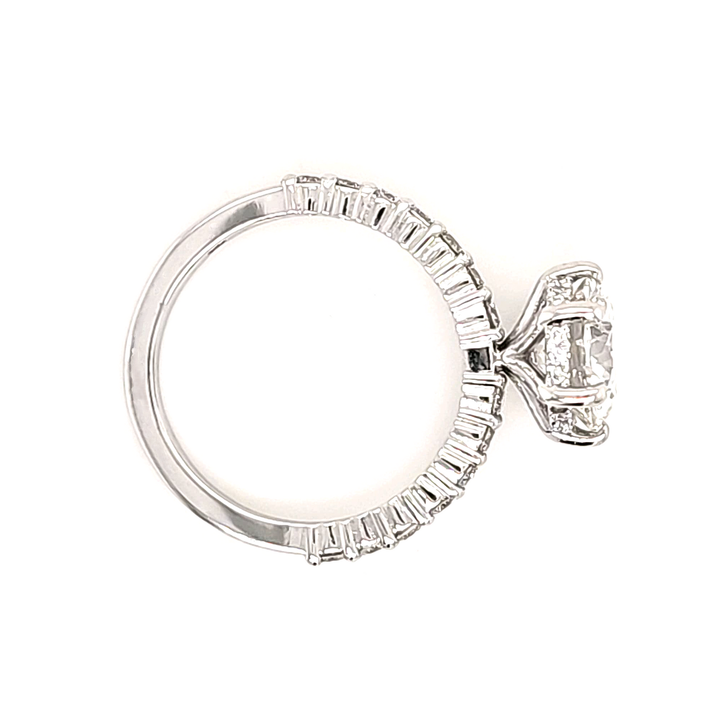 Riley – " 3.5ct " Round Solitaire in 18k Gold with Hidden Halo and Pavé Band (Ready) - Prime & Pure