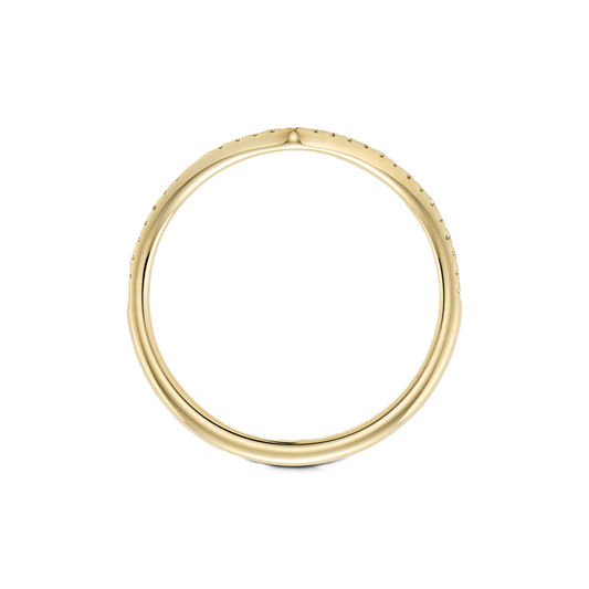 V-Curved Wedding Ring with Diamond Pavé - Prime & Pure