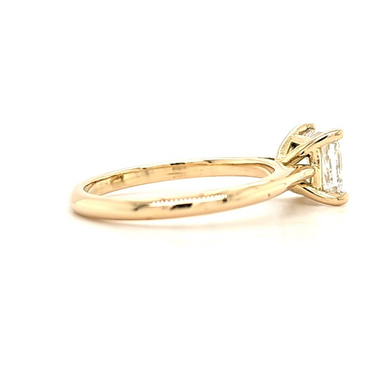 Eve – " 2ct " Princess Solitaire in 18k Gold with Plain Band (Ready) - Prime & Pure