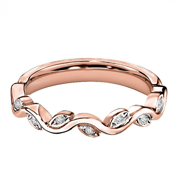 Leafy Round cut Diamond Half Eternity Band Ring - Prime & Pure