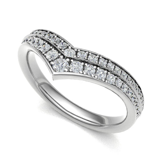 Double V Beads Diamond Wedding Band - Prime & Pure