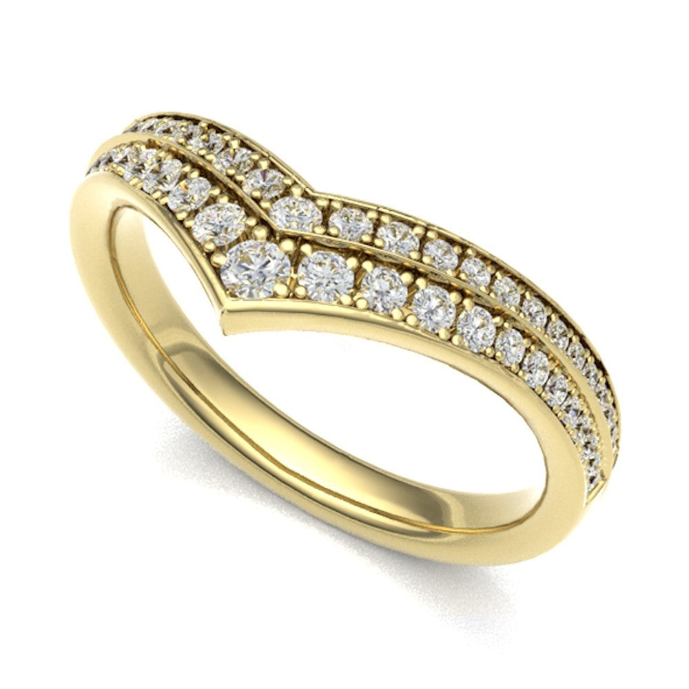 Double V Beads Diamond Wedding Band - Prime & Pure