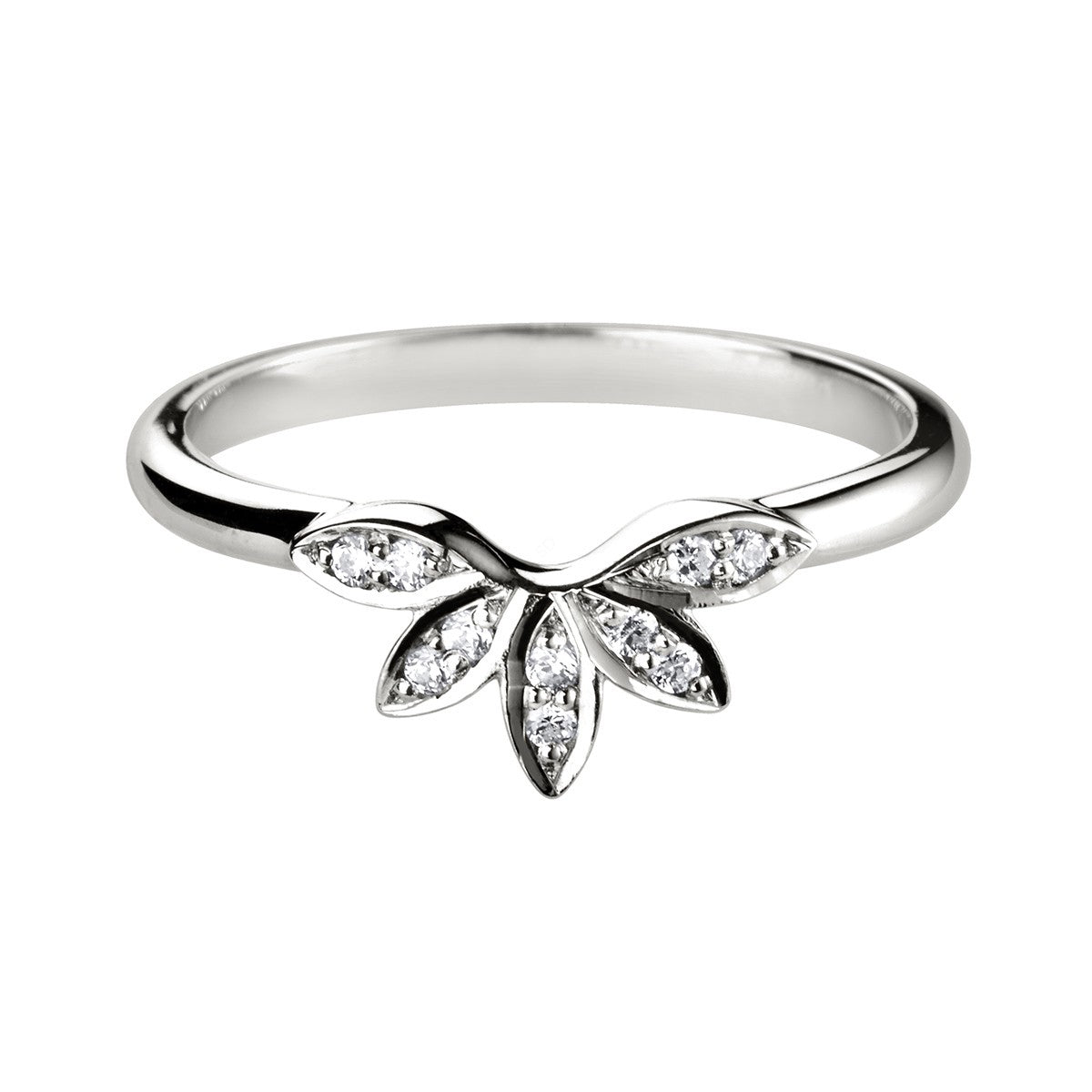 Lotus Flower Round cut Diamond Band Ring - Prime & Pure